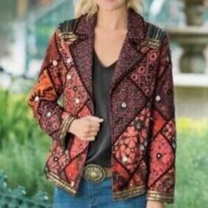 Soft Surroundings Multicolor Patchwork Blazer